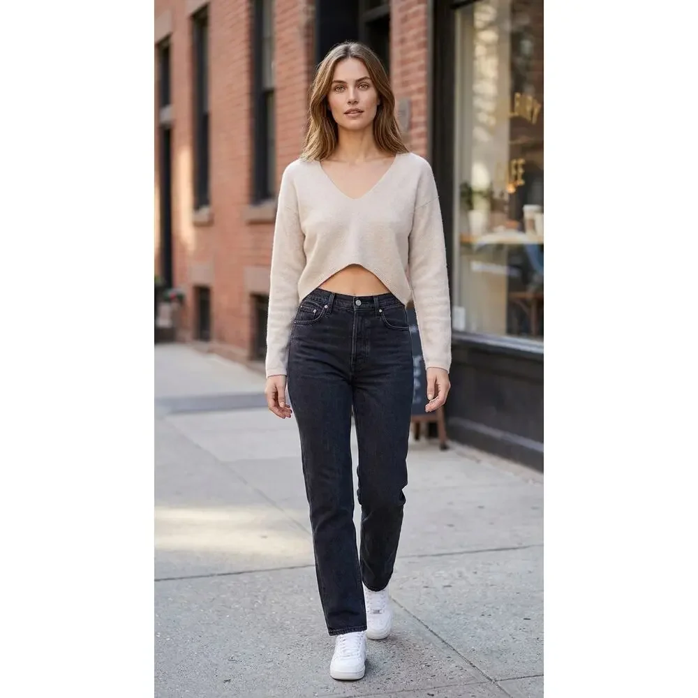 Free People 100% Cashmere Beige Pullover Lightweight Sweater Women Size XS